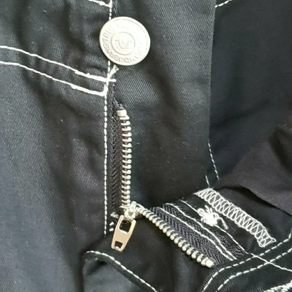 True Religion Cargo Pants Mens 37x32 Black Canvas Relaxed Fit Workwear Pockets